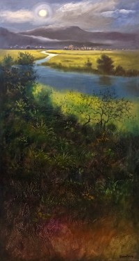 Tahir Bilal Ummi, 24 x 48 Inch, Oil on Canvas, Landscape Painting, AC-TBL-103